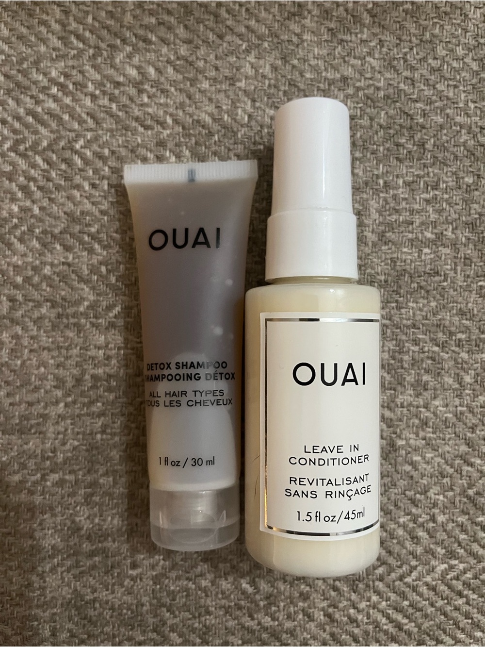 New OUAI Detox Shampoo & Leave-In Conditioner travel size duo